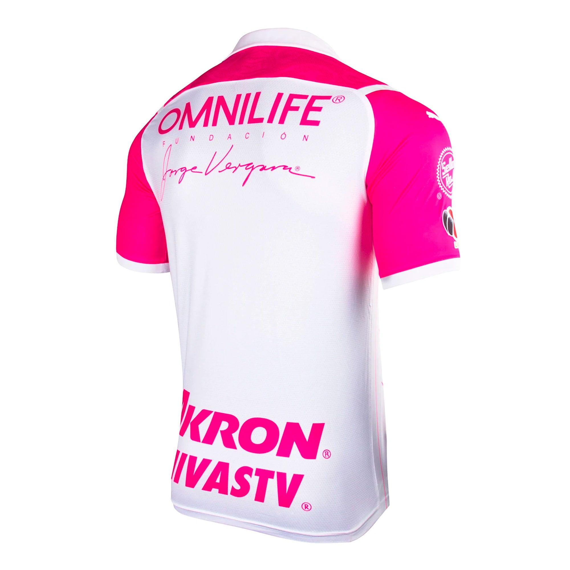 PUMA Men's Chivas de Guadalajara 2021/22 Authentic Breast Cancer Jersey White/Pink、mySite、noshort
