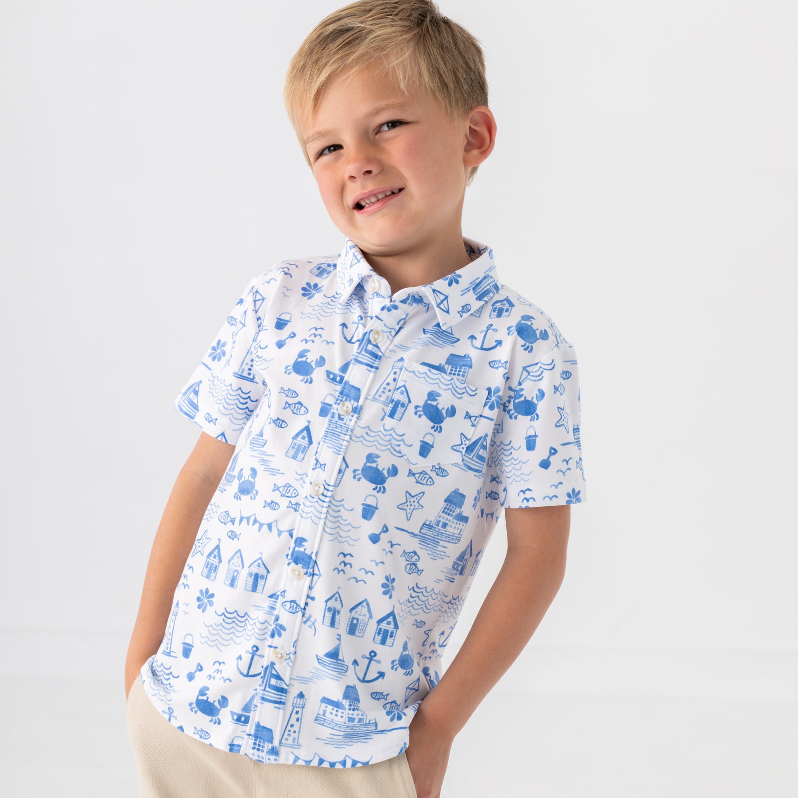 Tidal Treasures Button Down Polo、mySite、g9winljtr