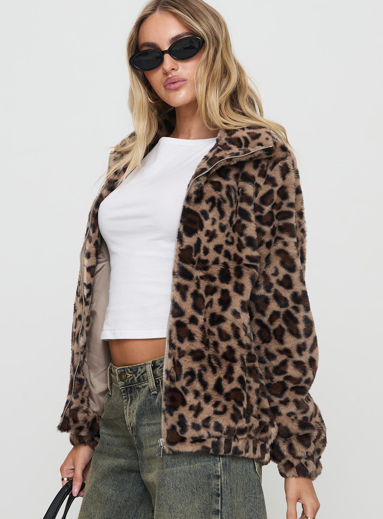 Caine Faux Fur Jacket Leopard、mySite、solidvoid