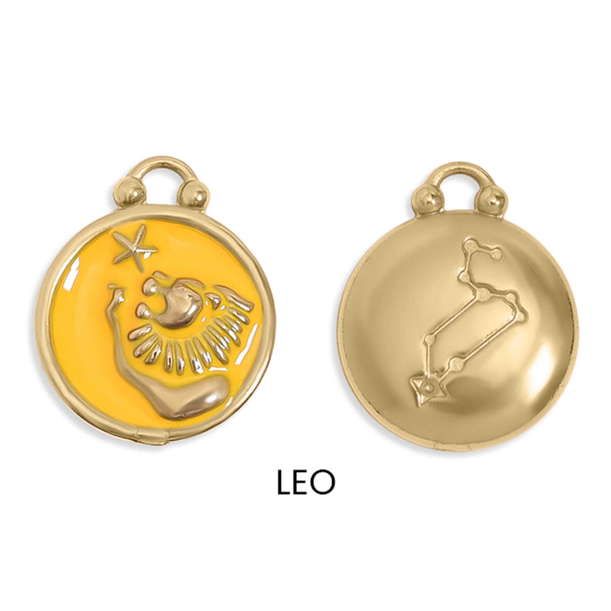 18K Gold PVD Stainless Steel Epoxy Filled Zodiac Pendants / PDL0218、mySite、dreamappss