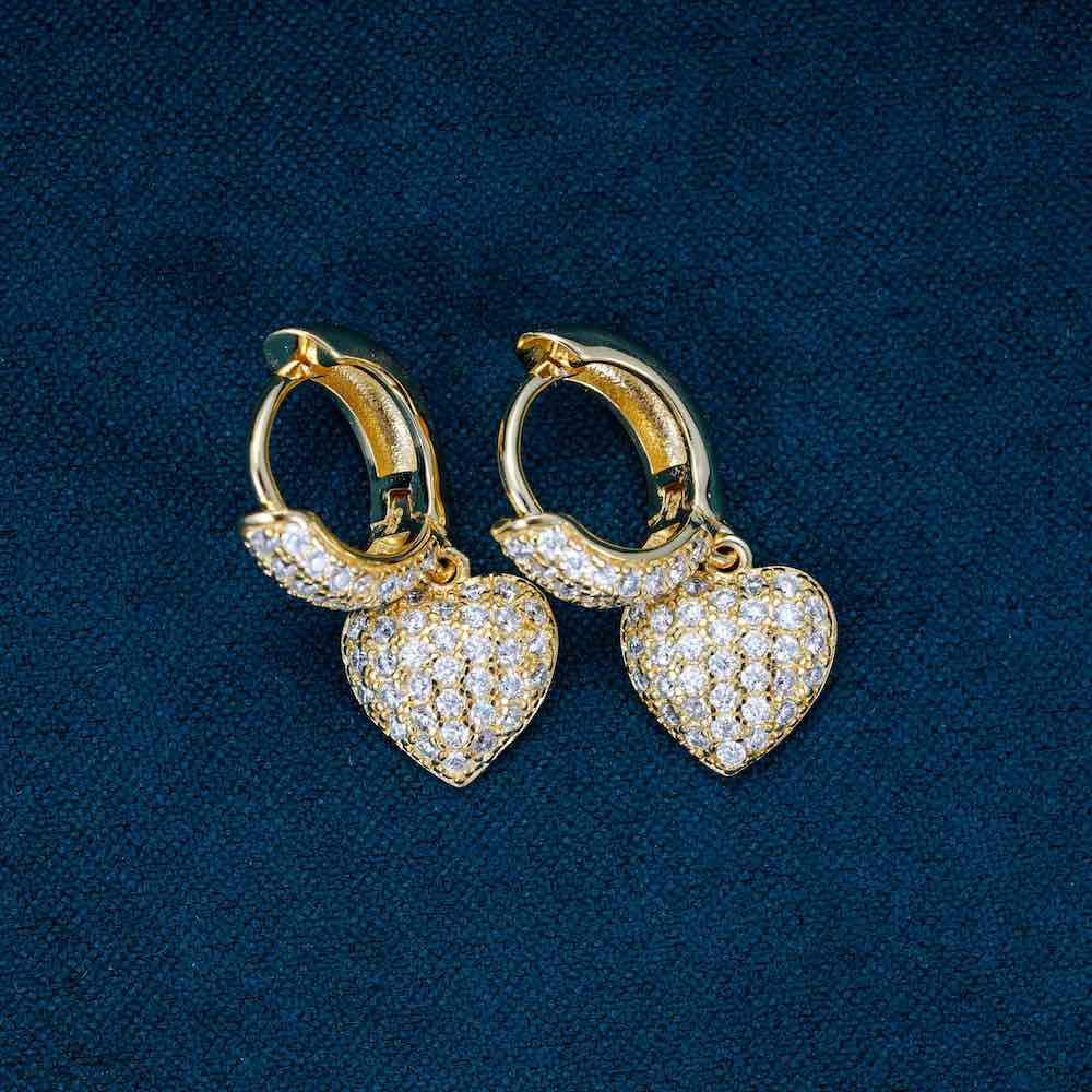 Heart Shaped Moissanite Drop Earrings 14K Gold、mySite、hinf8tx79