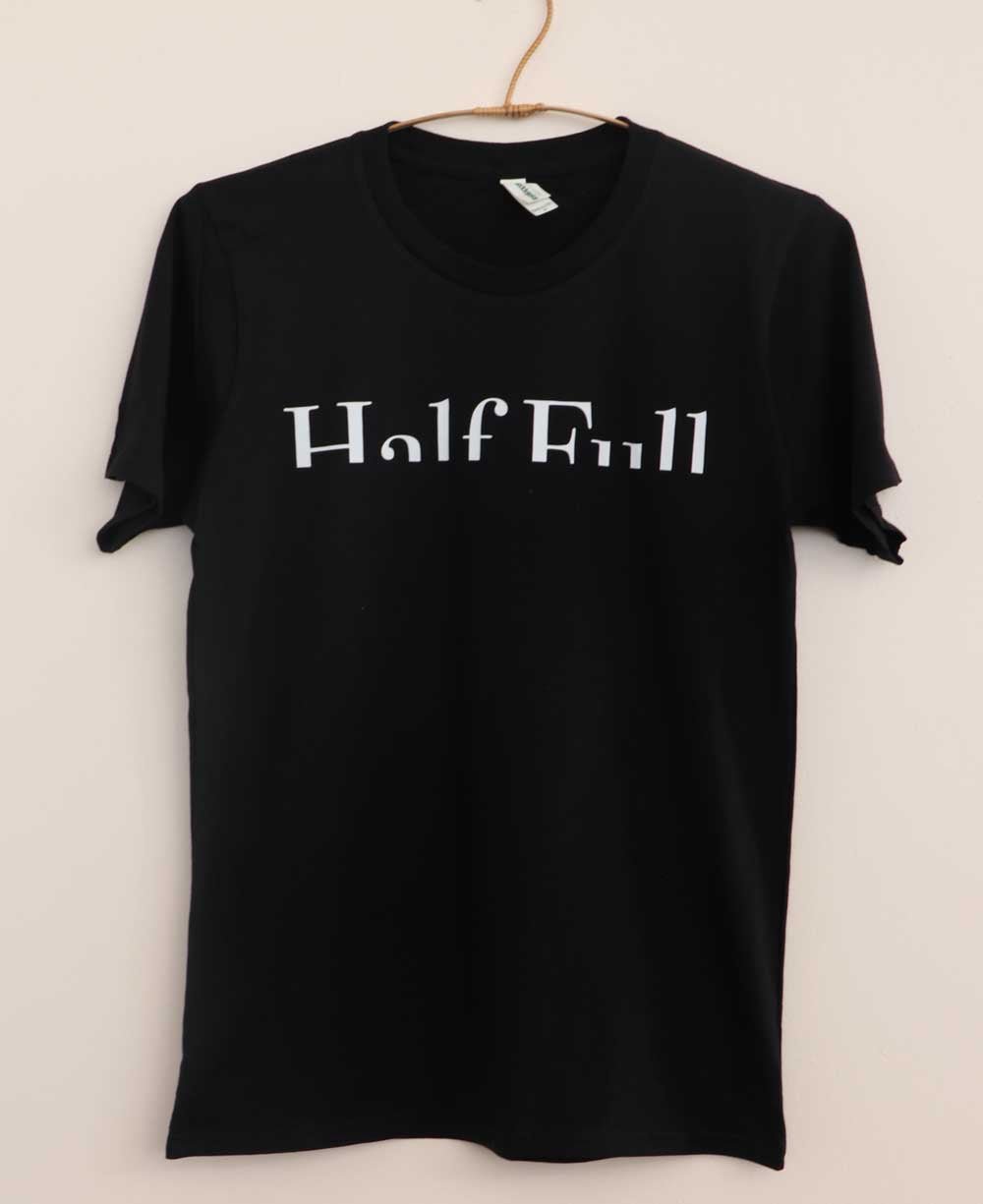 Men’s Organic Cotton Inspirational Half Full T-Shirt, USA、mySite、topwebapps