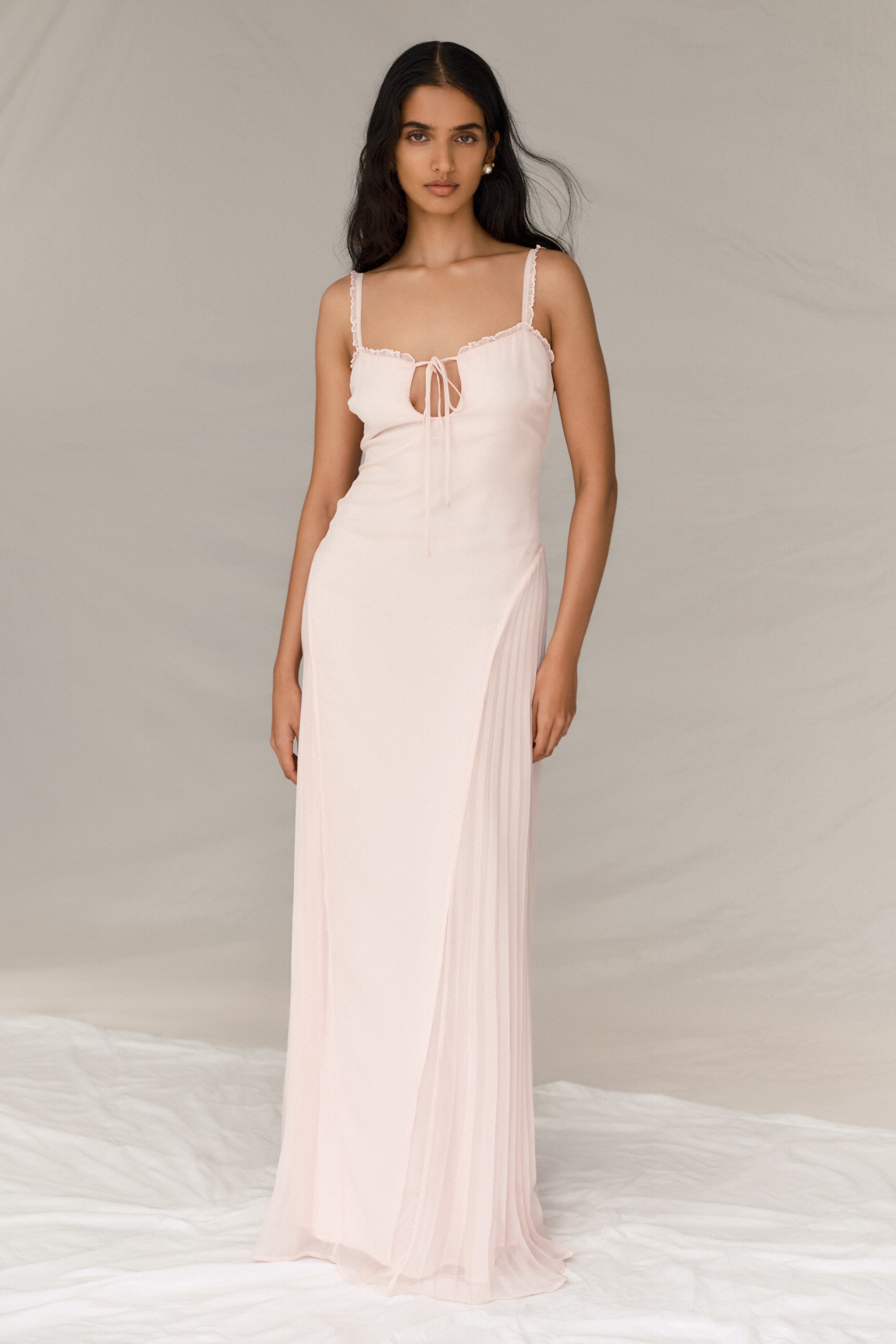 Saira Chiffon Maxi Dress - Powder Pink、mySite、solidvoid