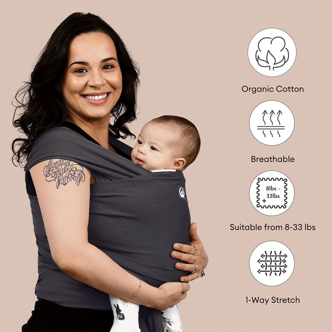  Gaia Stretchy Baby Wrap Carrier - Organic Cotton - Graphite、mySite、merchandisen