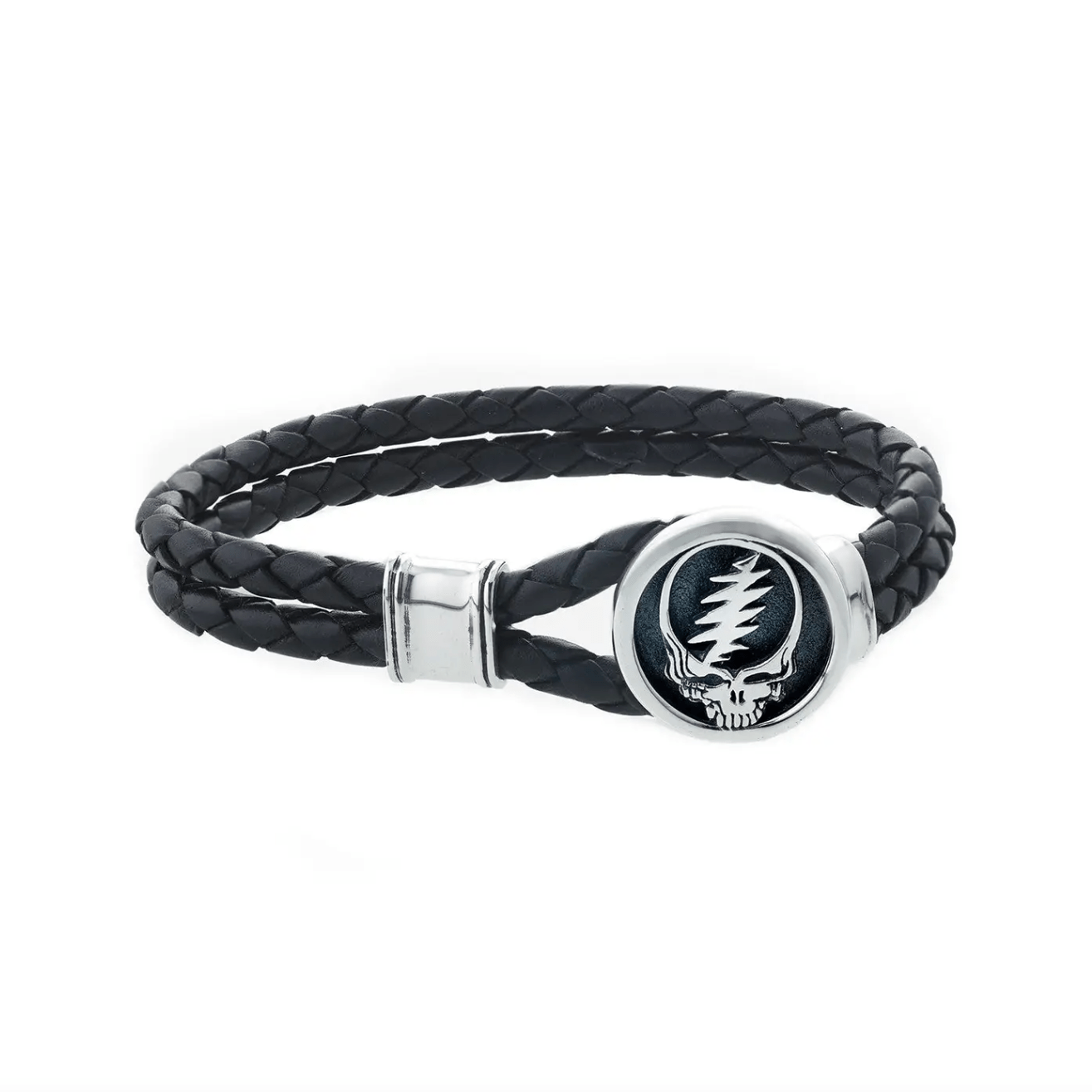 Grateful Dead Steal Your Face Bracelet on Black Leather、mySite、topwebapps