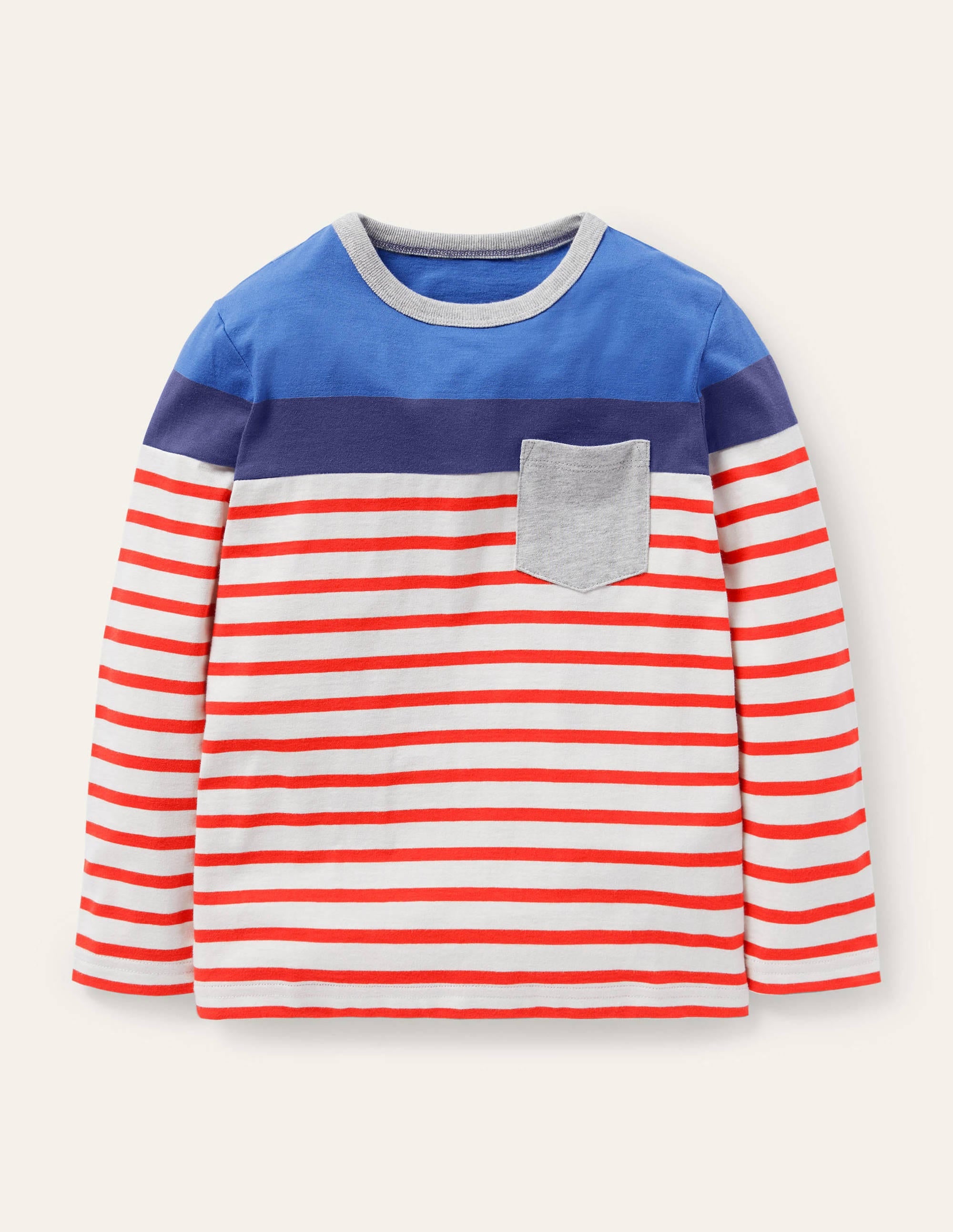  Colourblock Breton T-Shirt-Rocket Red/Elizabethan Blue、mySite、ashleygrahame