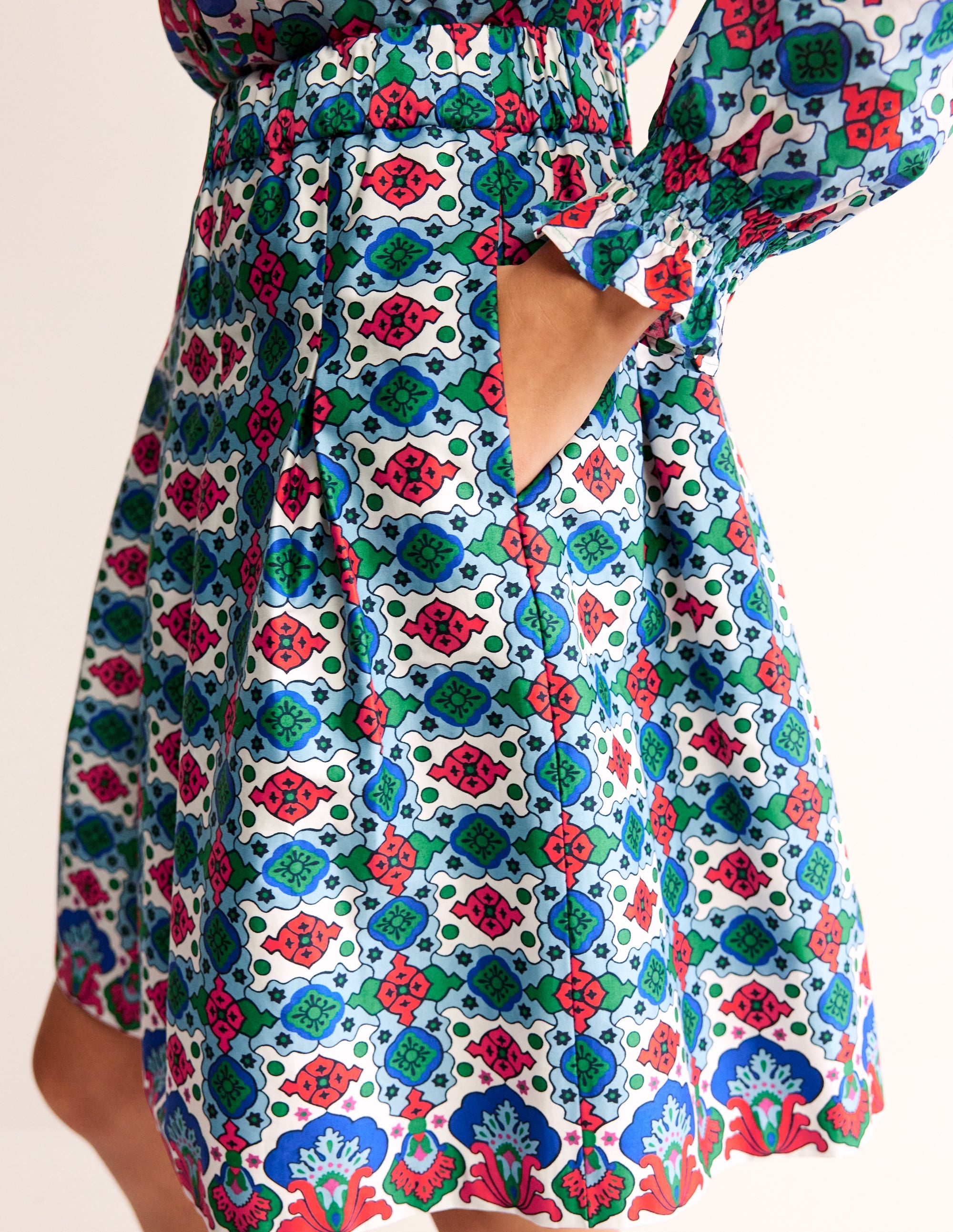  Pleated Cotton Skirt-Multi, Coastal Tile、mySite、ashleygrahame