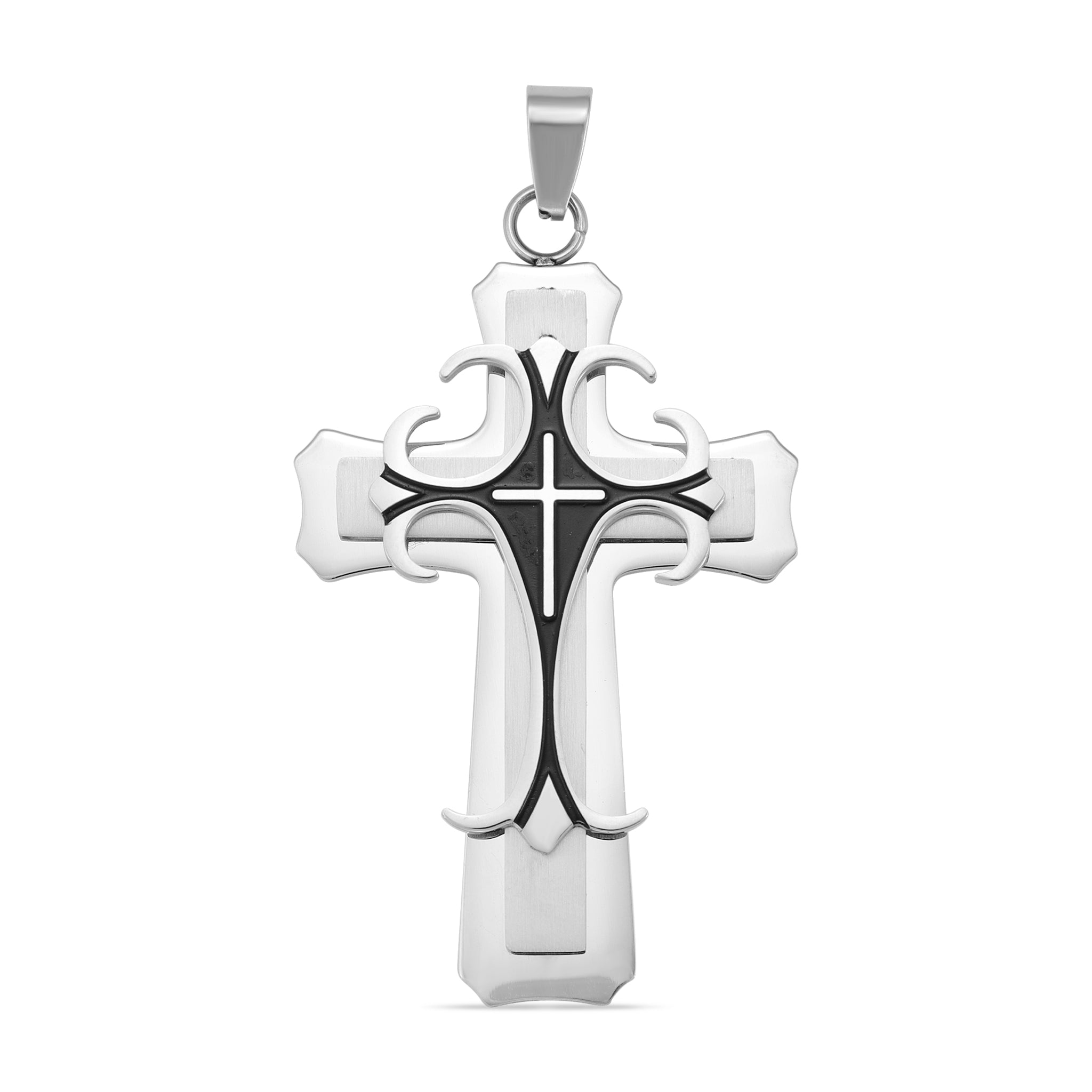 Stainless Steel And Black Layered Cross Pendant / PDL9003、mySite、dreamappss