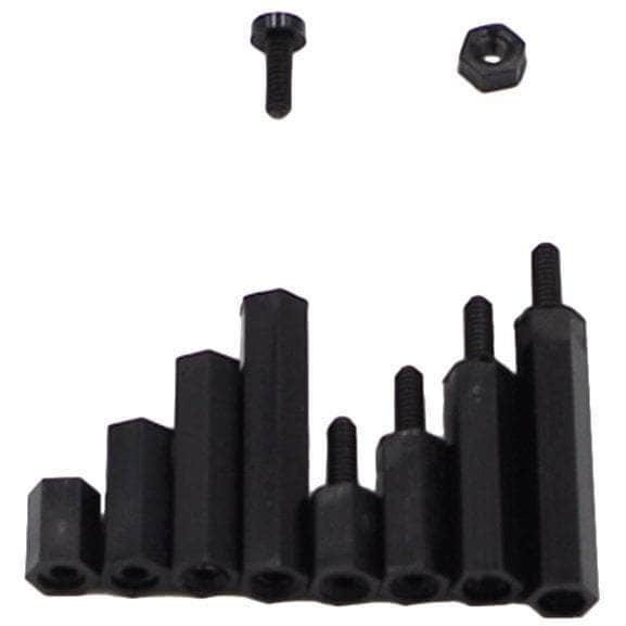 M2 Nylon Hex Male-Female Spacer Standoffs Screw Nut Assortment Kit (Black) for 2/3 and 20x20 Rigs、mySite、merchandisen