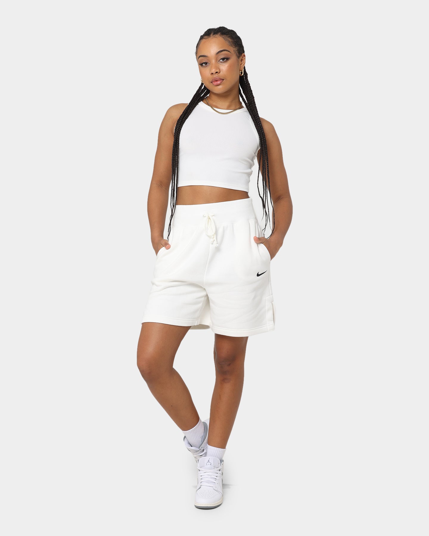 Nike Women's Nike Sportswear Phoenix Fleece High-Waisted Baller Shorts Sail/Black、mySite、zt4zffjzw