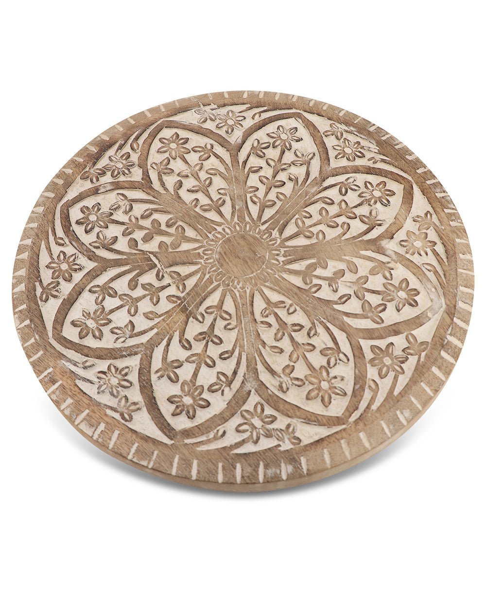 Imperfectly Perfect Eight Petal Lotus Flower Carved Wood Pedestal、mySite、topwebapps