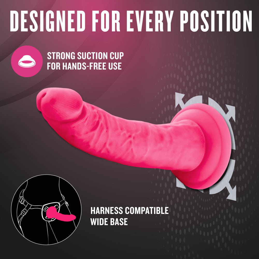 Neo Elite By Blush® | Neon Pink: 7.5-Inch Long Dildo - Made with Purio™ Silicone & SensaFeel® Dual Density Realistic Technology、mySite、bottomscart