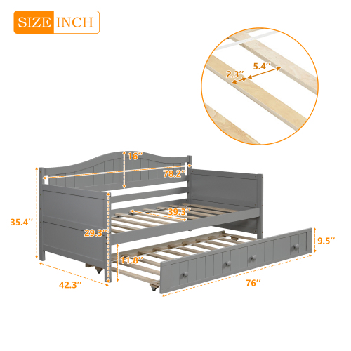 Twin Wooden Daybed with 2 drawers, Sofa Bed for Bedroom Living Room,No Box Spring Needed,White、、casual