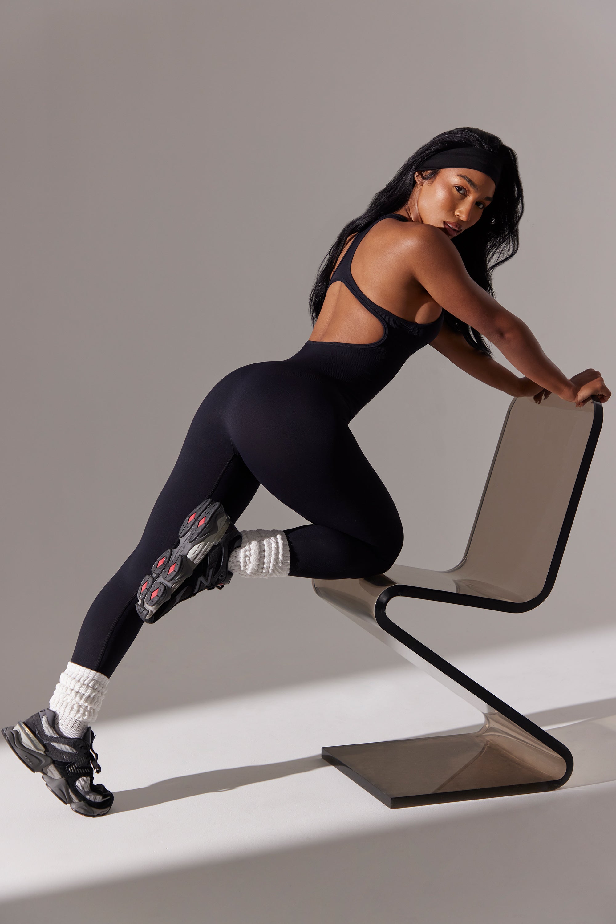 Full Length Cut Out Back Unitard in Black、mySite、solidvoid