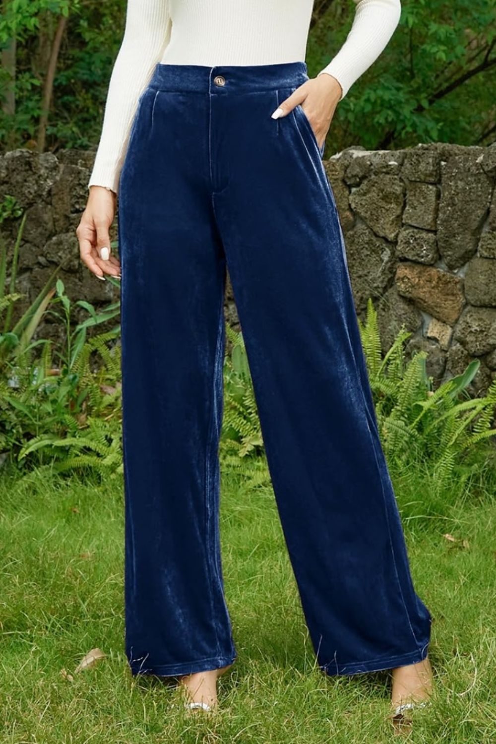  Velvet Wide Leg Pants with Pockets、mySite、justintrudeaud