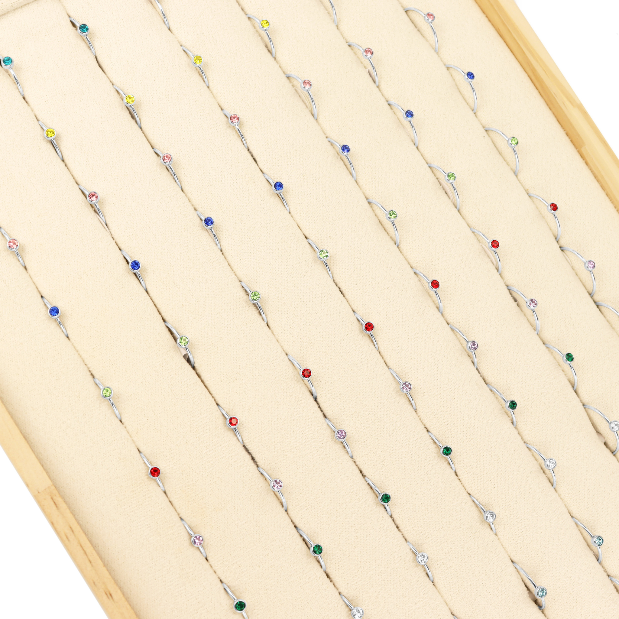 76 pc Stainless Steel Birthstone Stacking Ring Set & Display / BND0009、mySite、dreamappss