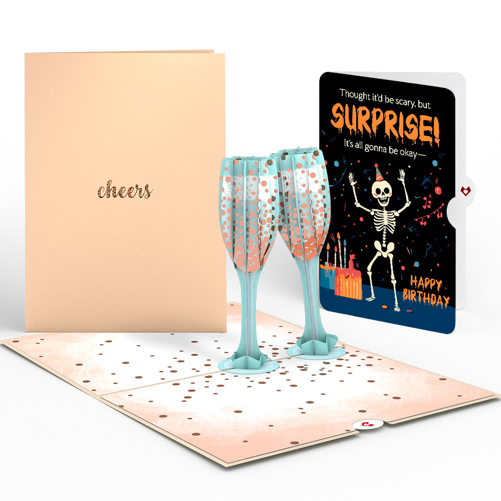 Champagne Toast Birthday Pop-Up Card and Surprise Skeleton Sentiment Set、mySite、solidvoid
