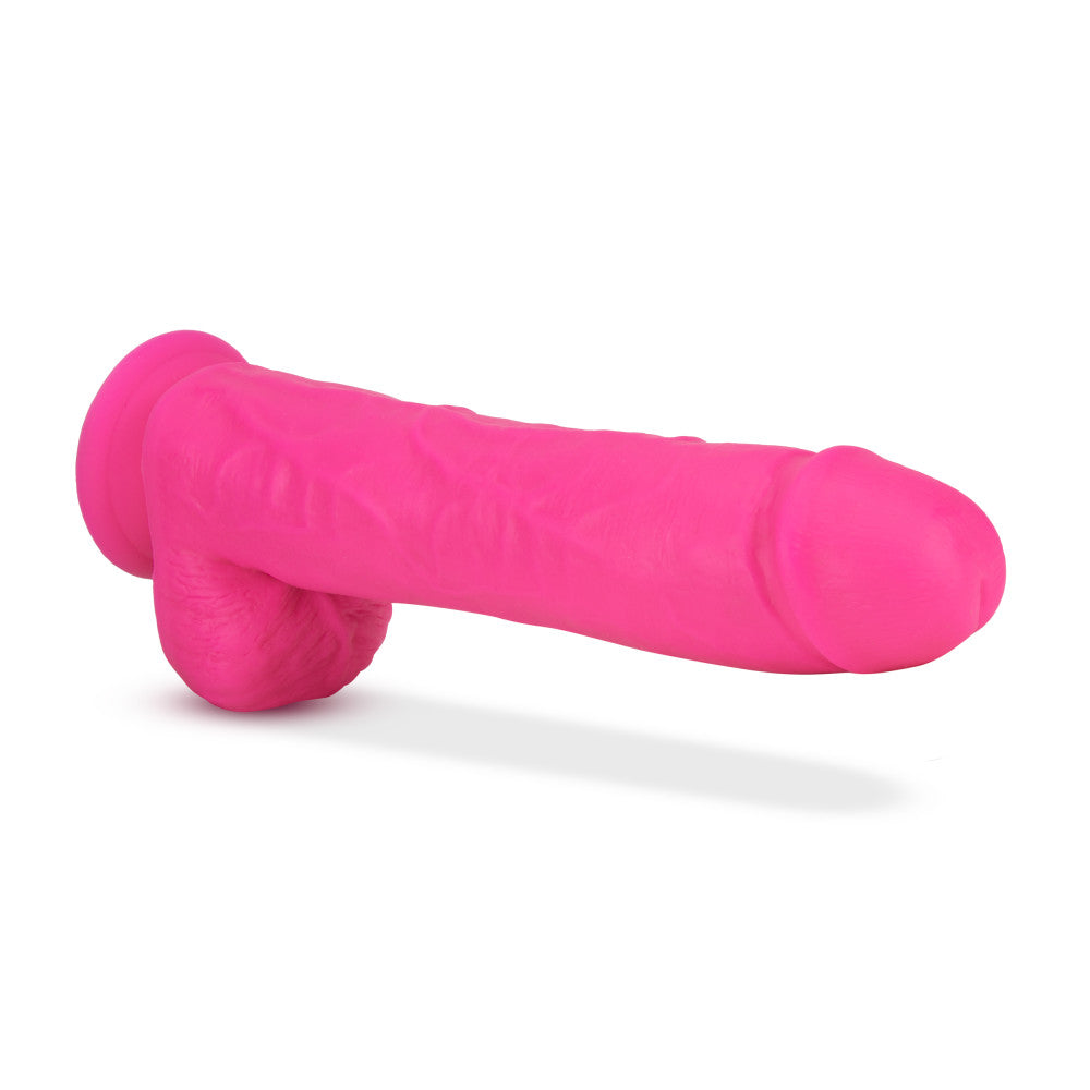 Neo By Blush® | Realistic Neon Pink 11-Inch Long Dildo With Balls & Suction Cup Base、mySite、bottomscart