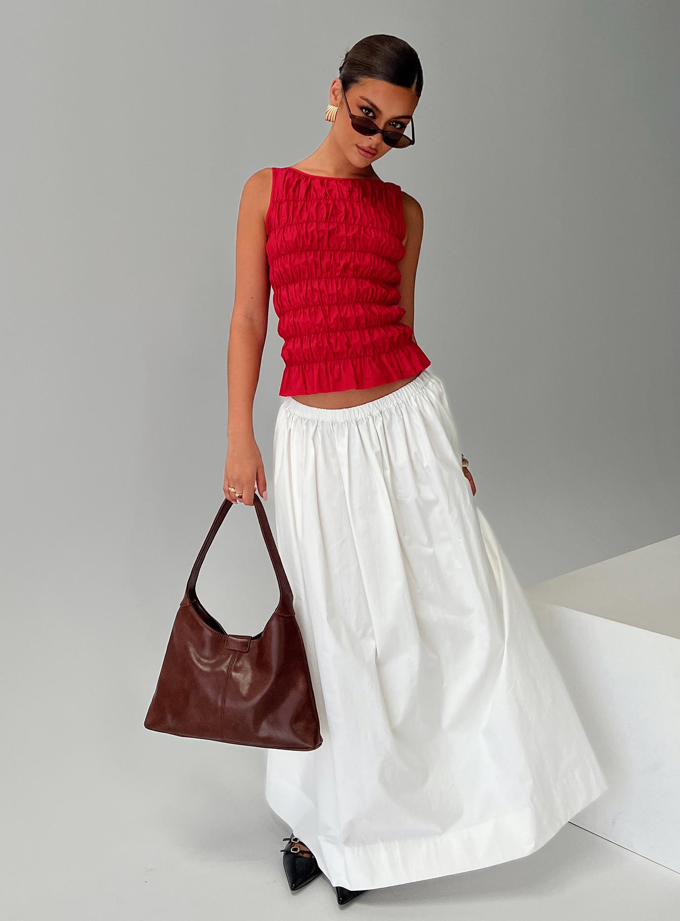 Marleene Shirred Top Red、mySite、solidvoid