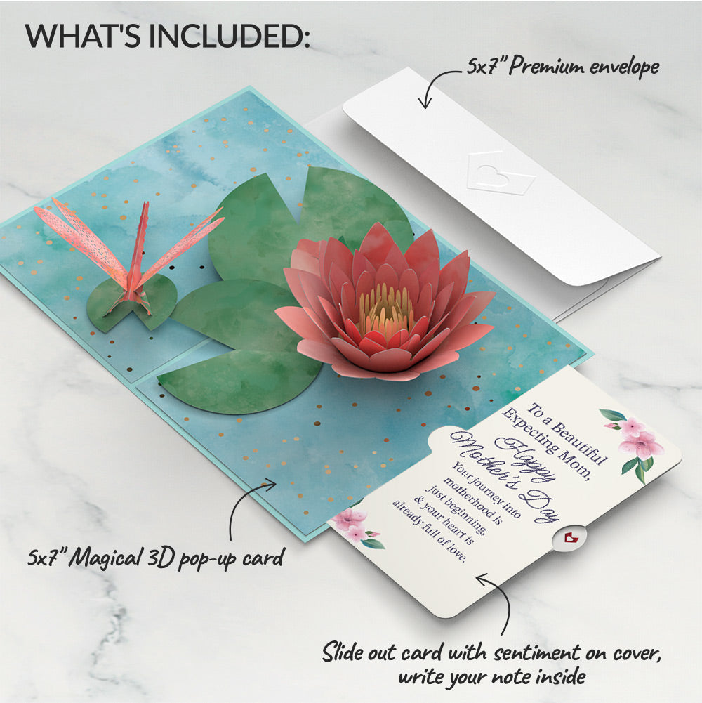 Water Lily Dragonfly Mother's Day Pop-Up Card and Sentiment Set for Expecting Mom、mySite、solidvoid