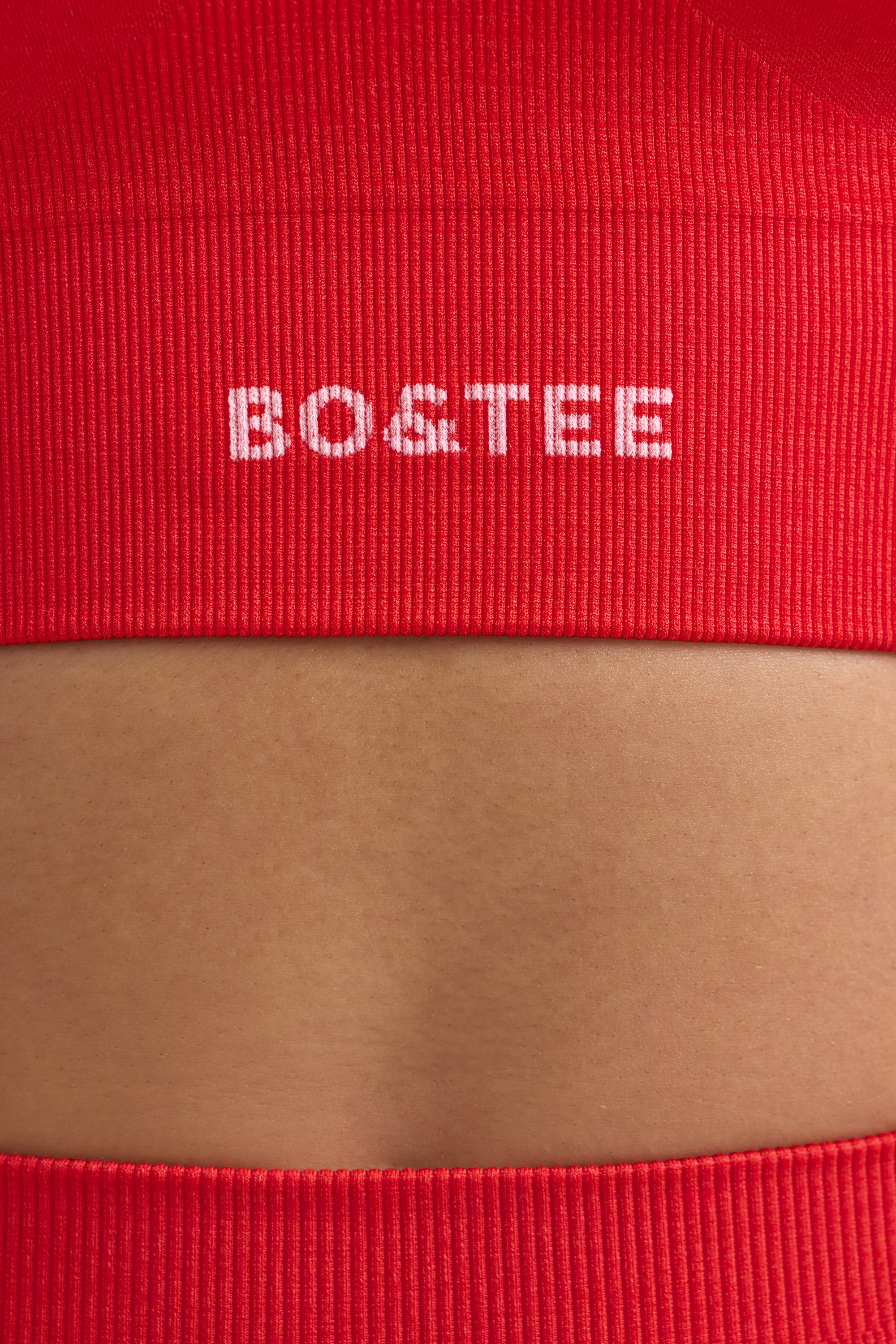 Define Luxe Halterneck Sports Bra in Poppy Red、mySite、solidvoid