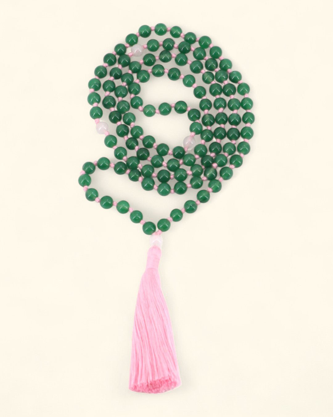 Green Aventurine 108 Beads Meditation Mala with Rose Quartz Counter Beads, Knotted、mySite、topwebapps
