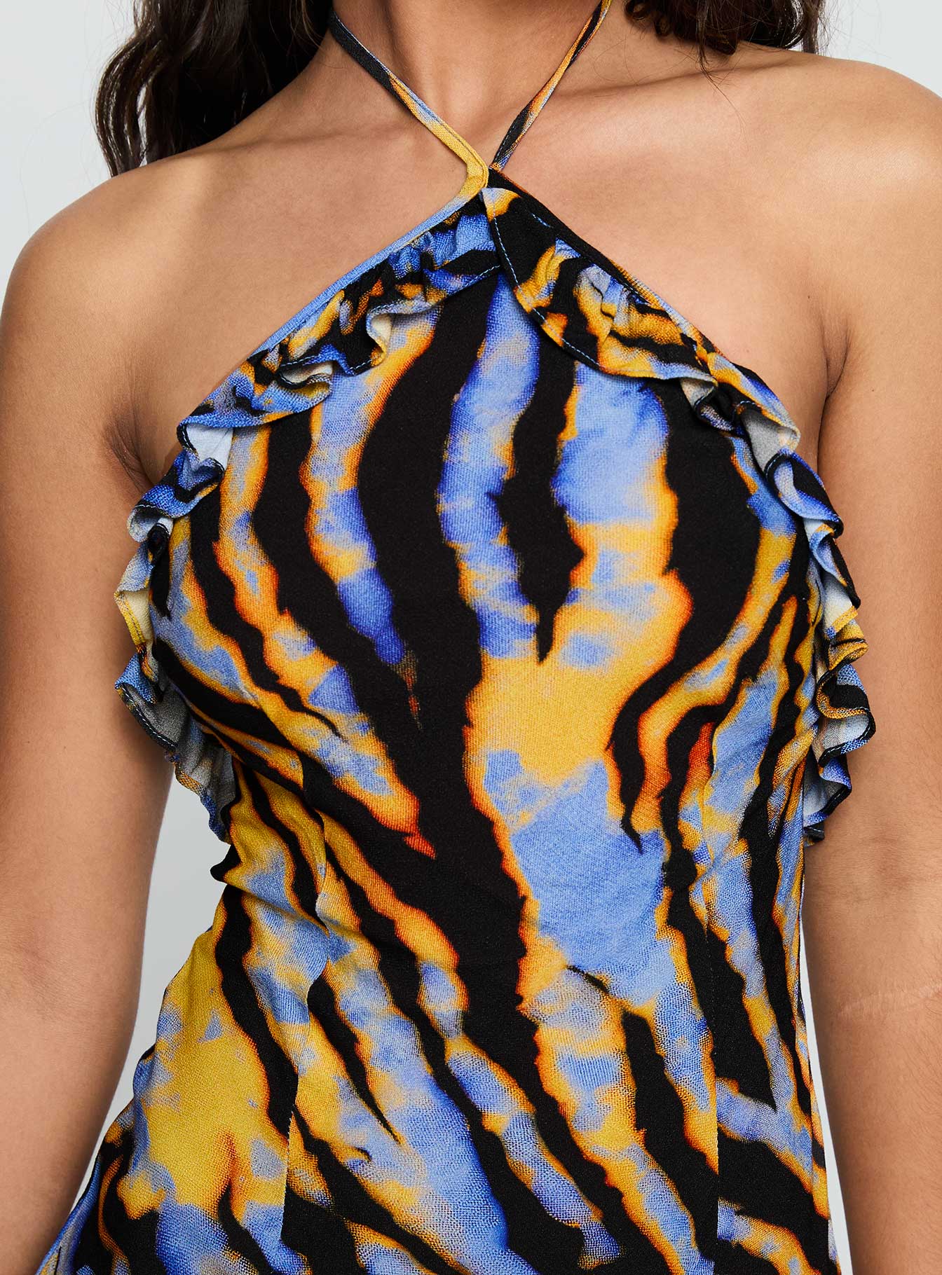 Virginia Beach Backless Maxi Dress Blue Zebra、mySite、solidvoid