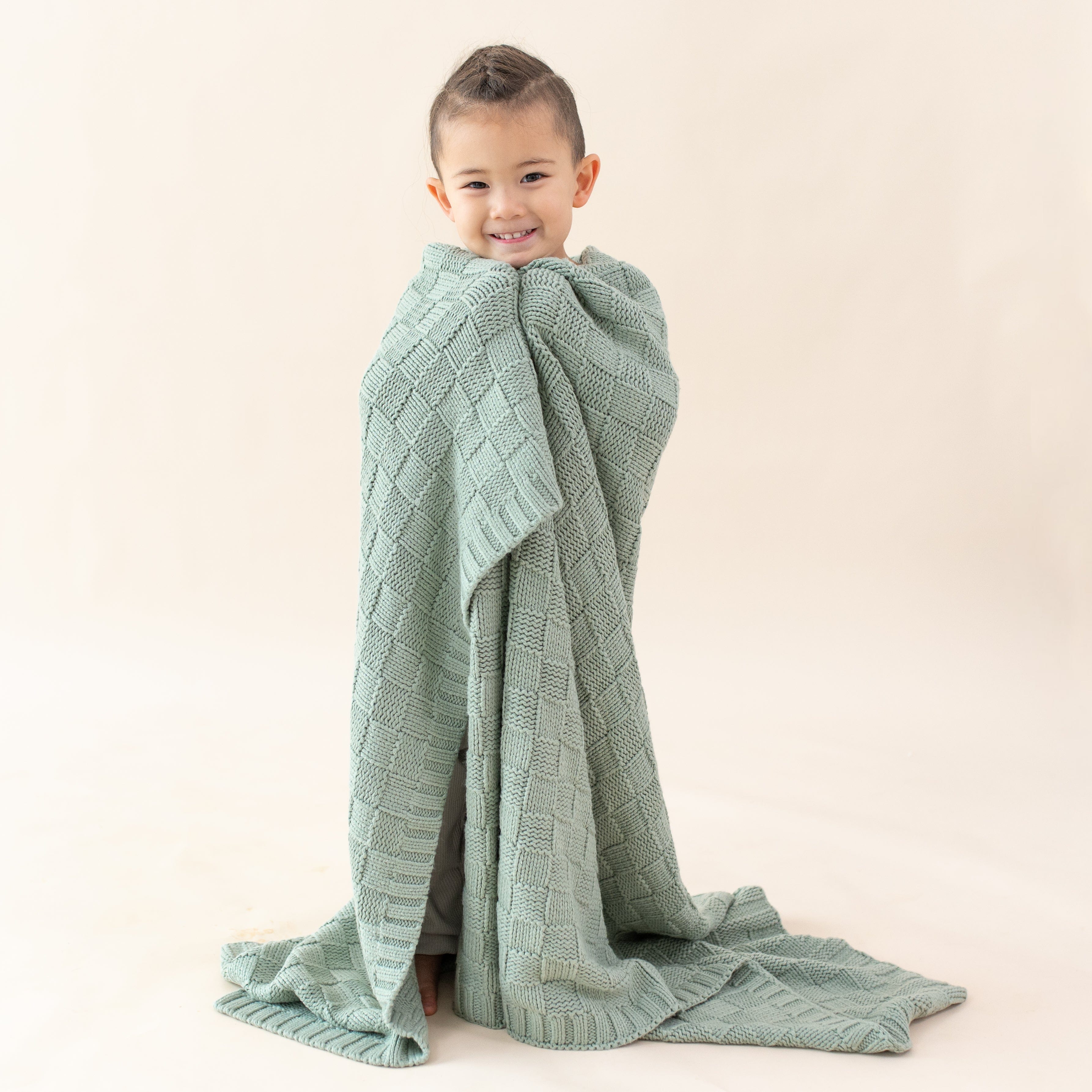  Chunky Knit Basket Weave Toddler Blanket in Thyme、mySite、layawaytickets