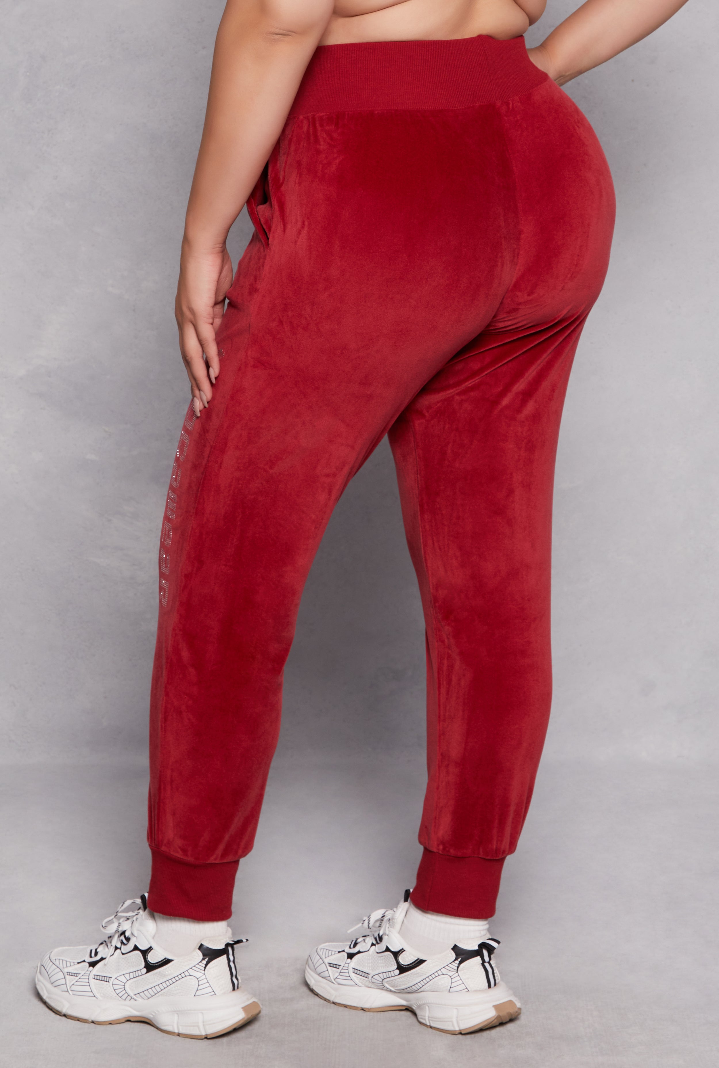 Plus Size Rocawear Rhinestone Velour Joggers、mySite、camillekostekn