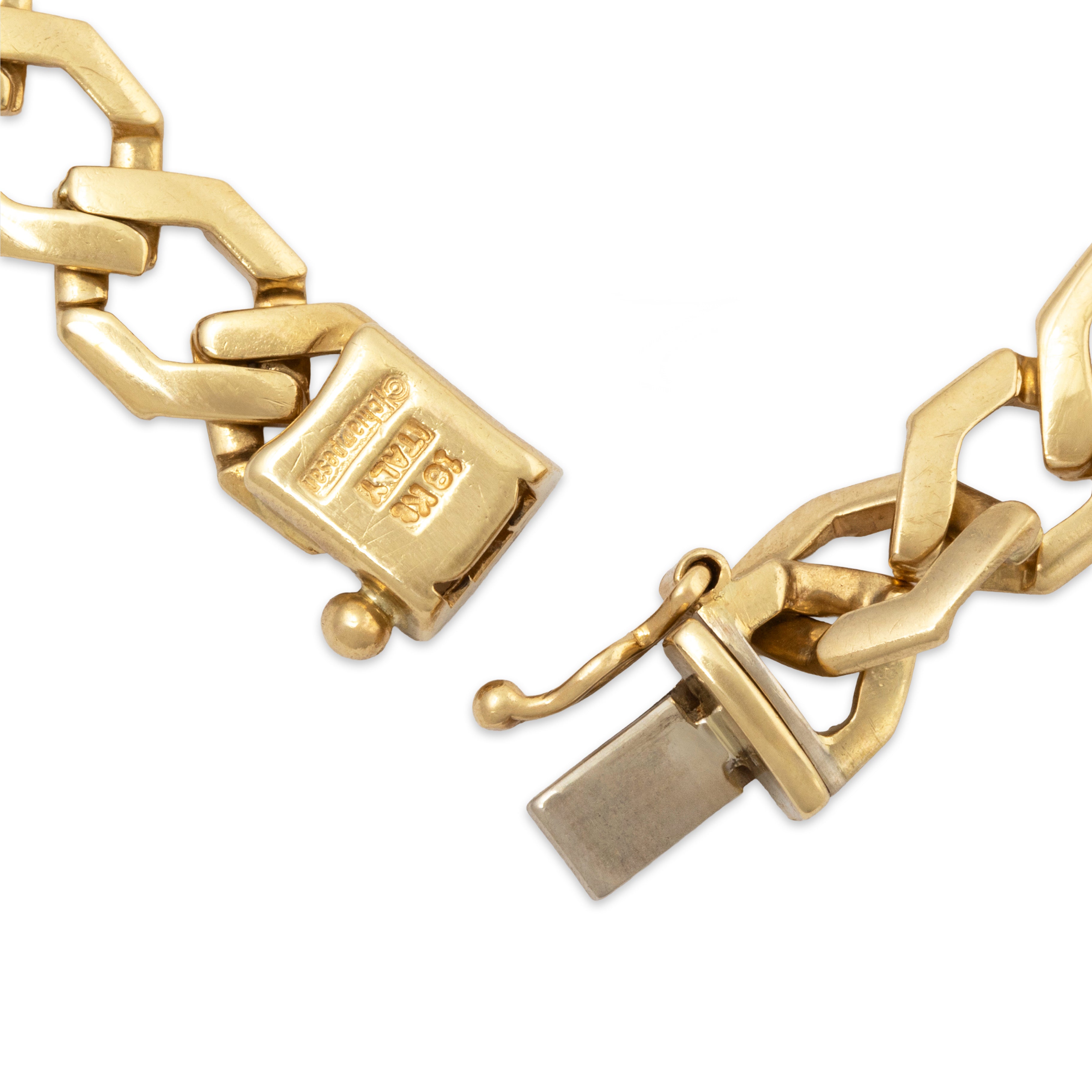 Vintage Italian 18k Yellow Gold Hexagonal Link Bracelet 7、mySite、hinf8tx79