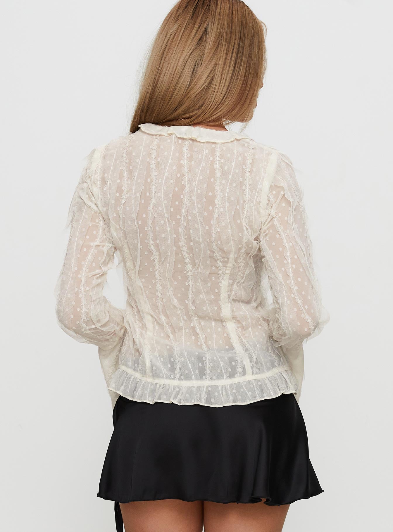 Sainz Frill Long Sleeve Top Cream、mySite、solidvoid