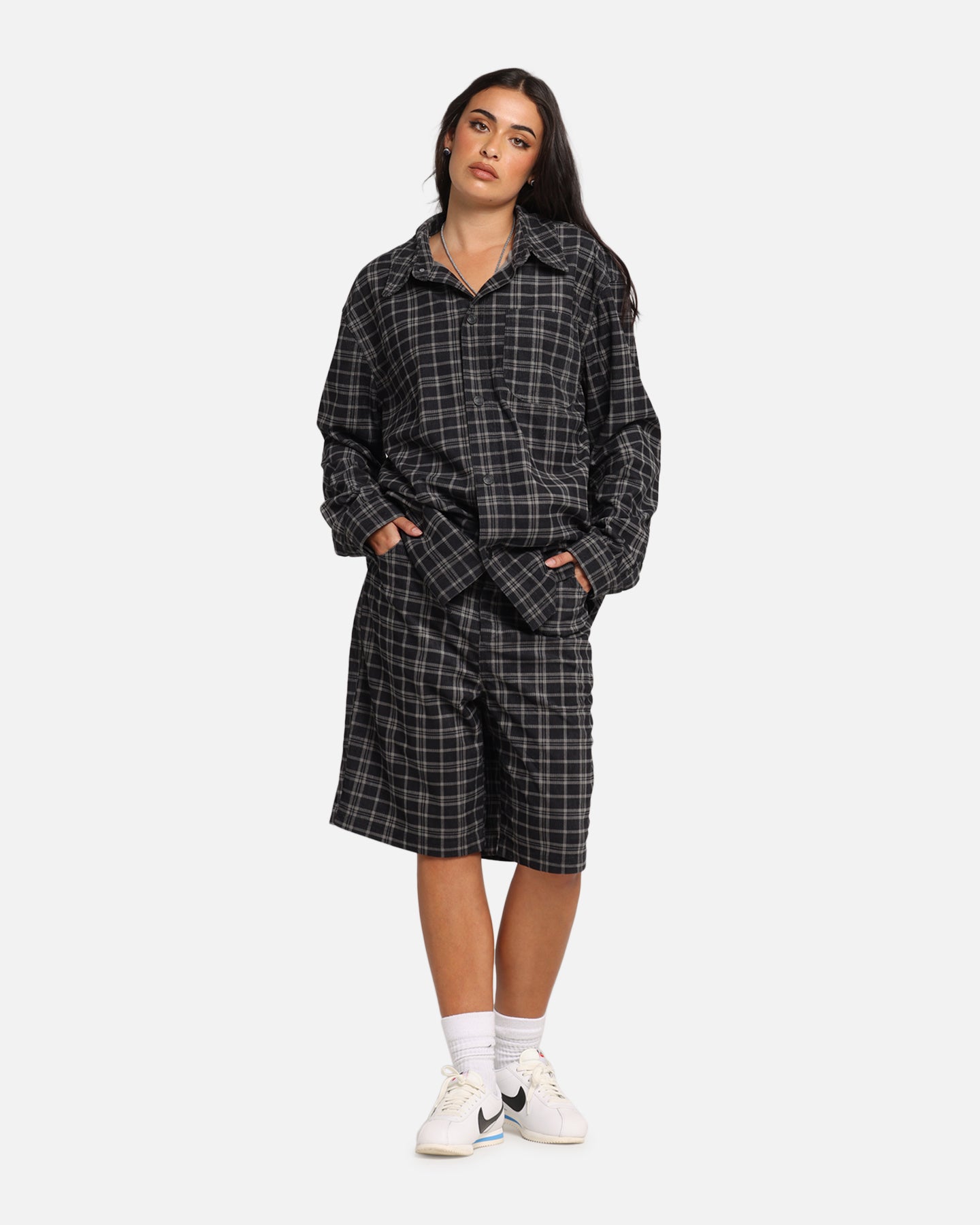 XXIII Plaid Corduroy Jorts Black/Grey、mySite、zt4zffjzw