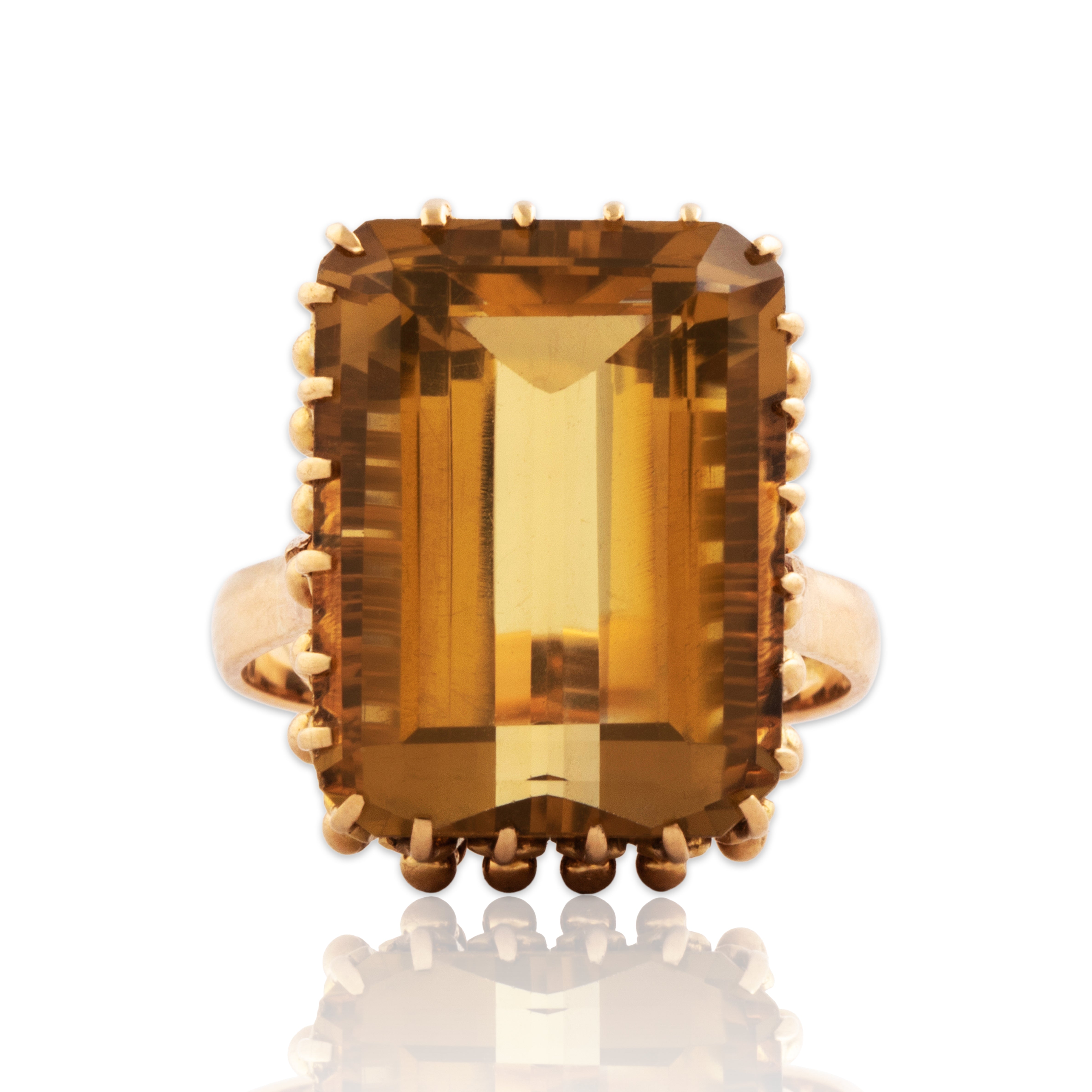 Vintage 18k Yellow Gold 14ct Citrine Fabulous Oversized Cocktail Ring 7.25、mySite、hinf8tx79