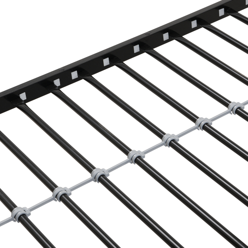 Twin Over FULL Metal Bunk Bed with 2 - Side Ladder and Full-Length Guardrail, No Box Spring Needed, Large Under Bed Storage, Easy Assemble , Black & Brown、、casual