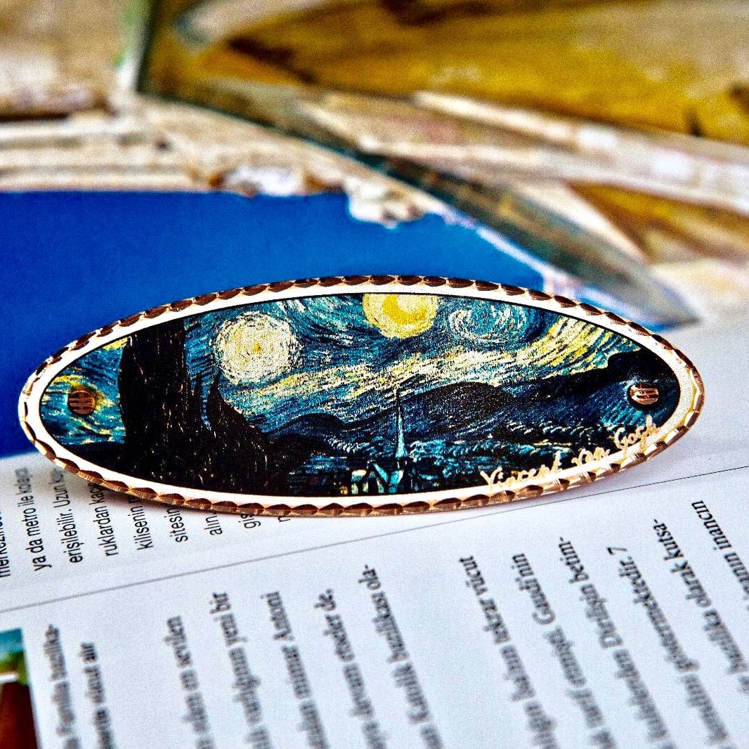 Van Gogh Almond Blossom and Sunflower Copper Barrettes, Handmade in the USA、mySite、g9winljtr