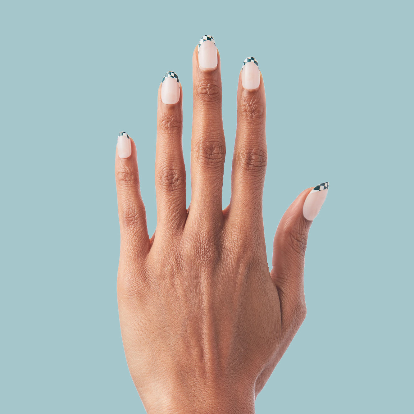 Checkerboard French - Press-On | Short | Round、mySite、solidvoid