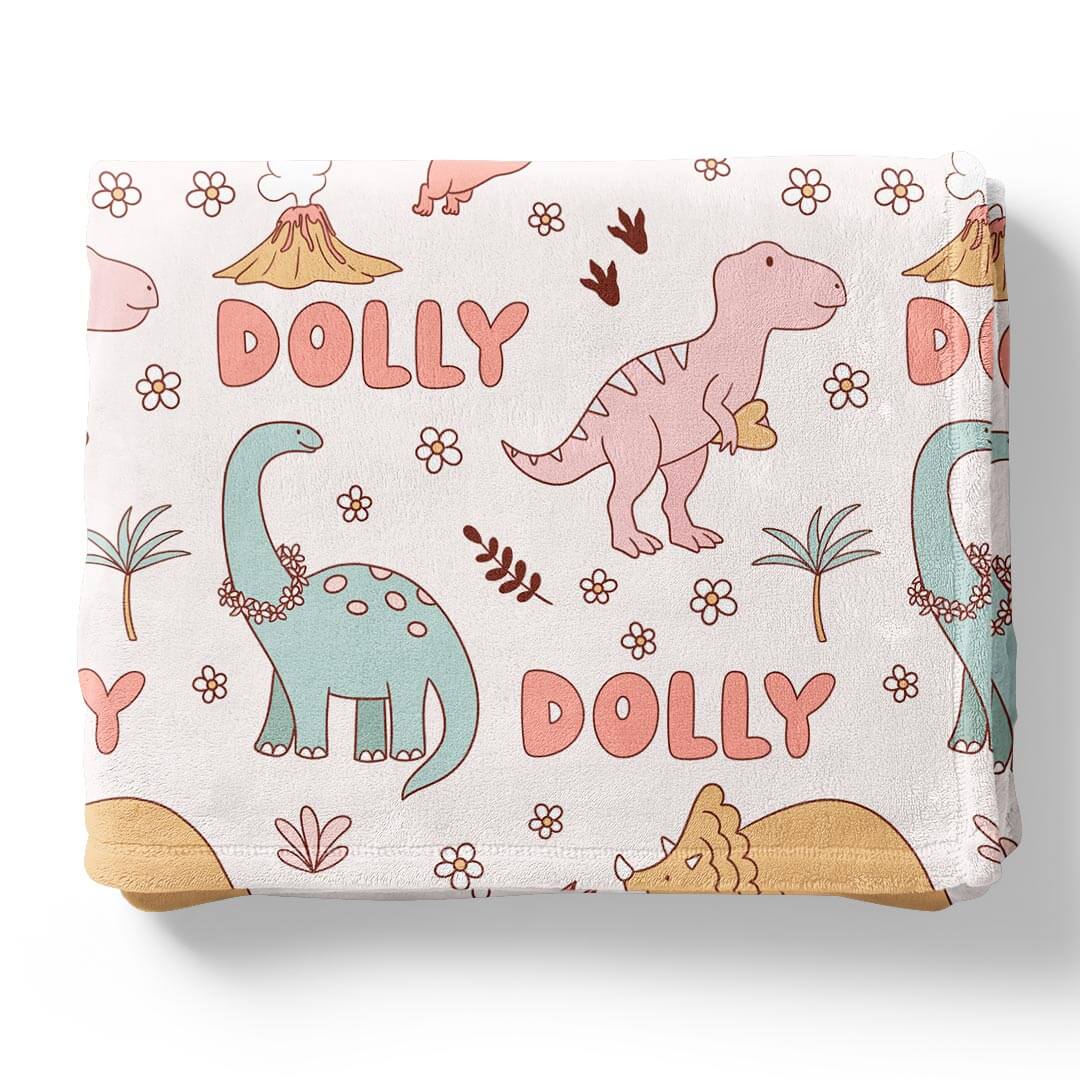  Dolly's Dinos Personalized Kids Blanket、mySite、layawaytickets