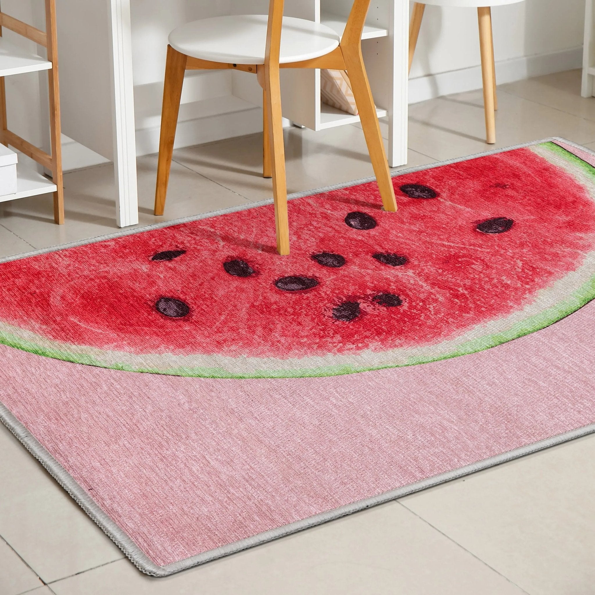 Half Watermelon Novelty Red Pink Flat-Weave Rug、mySite、gigharbornorthrealestate
