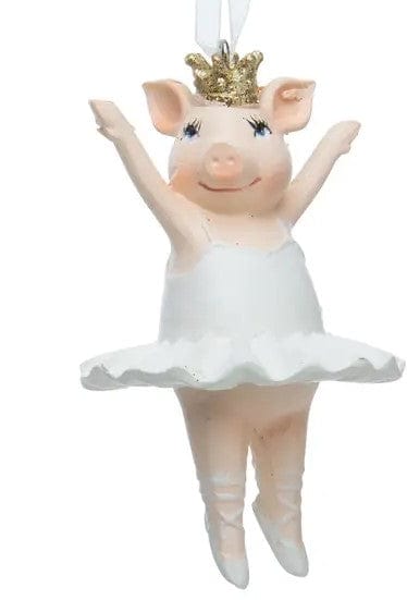 Ballerina Pink Pig Ornaments with Gold Glitter Crowns、mySite、g9winljtr