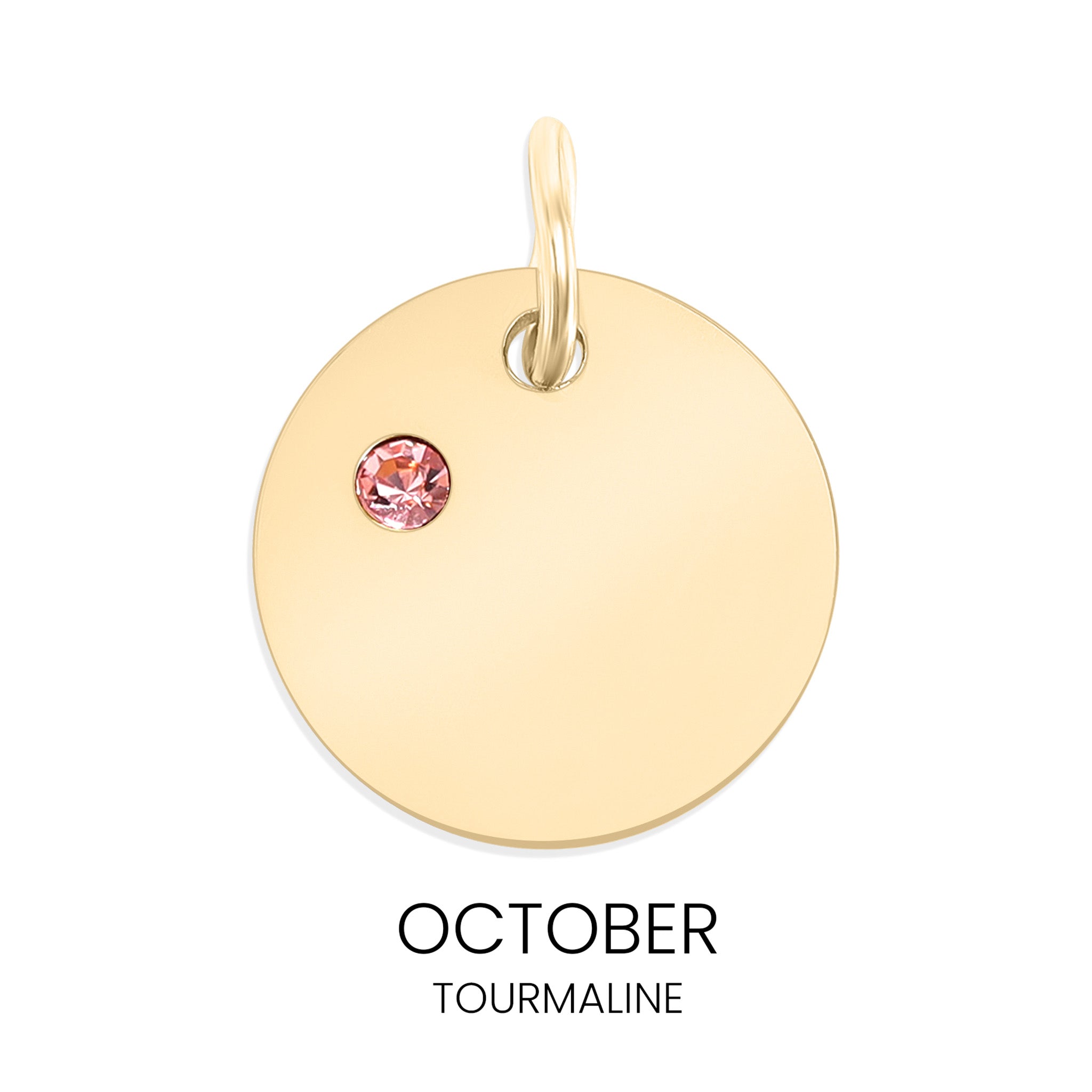 18K Gold PVD Stainless Steel CZ Birthstone Blank Circle Charm / SBB0320、mySite、dreamappss