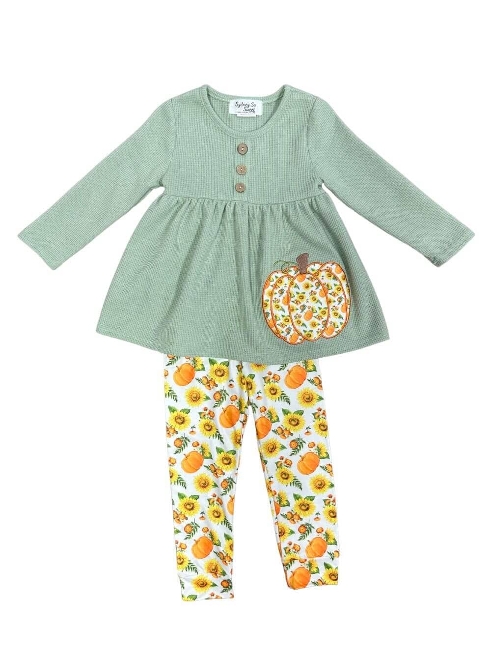 Pumpkin & Sunflower Patch Tunic & Leggings Girls Outfit、mySite、camillekostekn