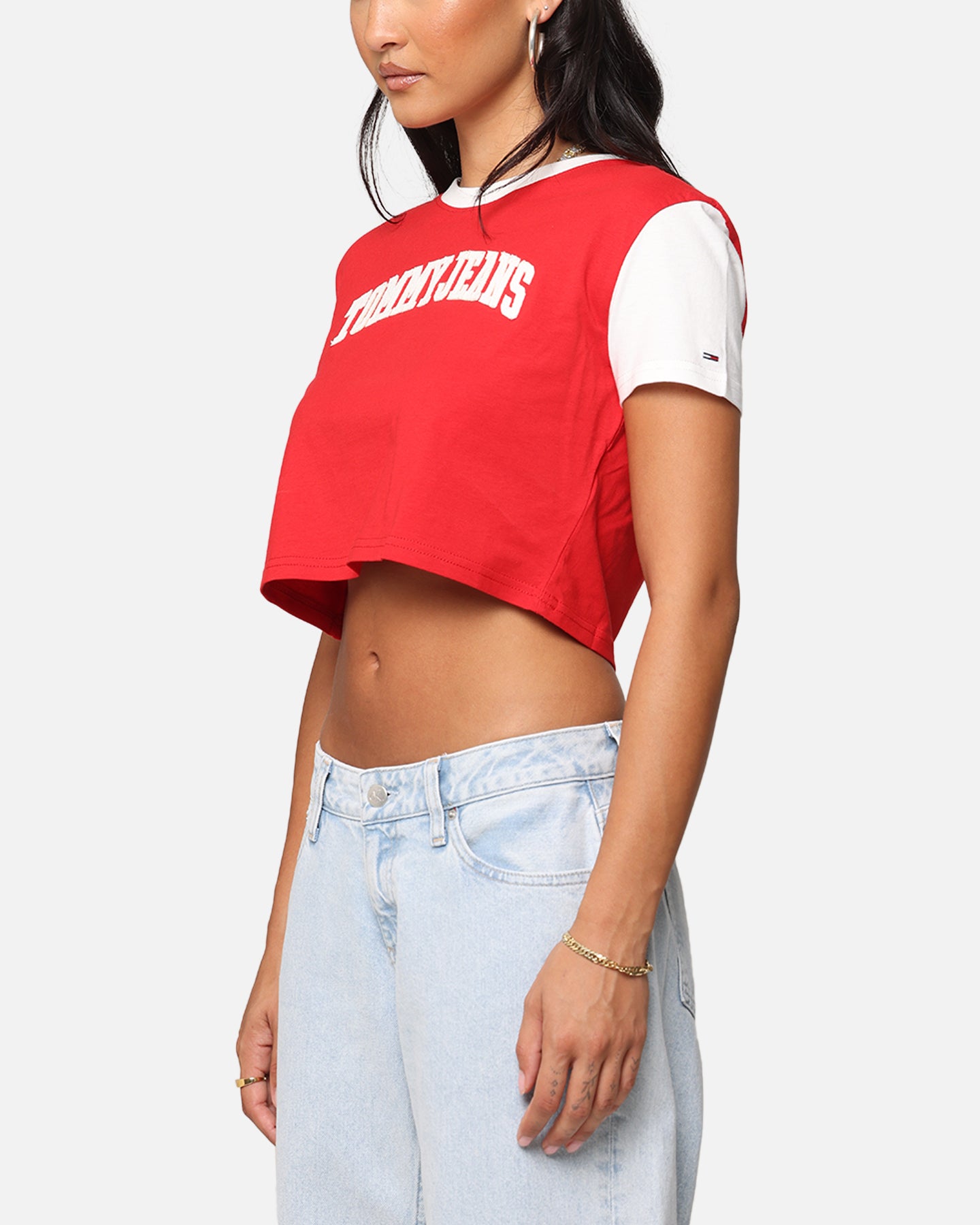 Tommy Jeans Women's Regular Crop Varsity T-Shirt Red Hot、mySite、zt4zffjzw