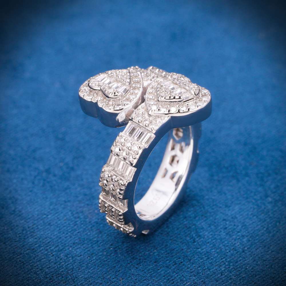 Moissanite Split Heart Ring 14K White Gold、mySite、hinf8tx79