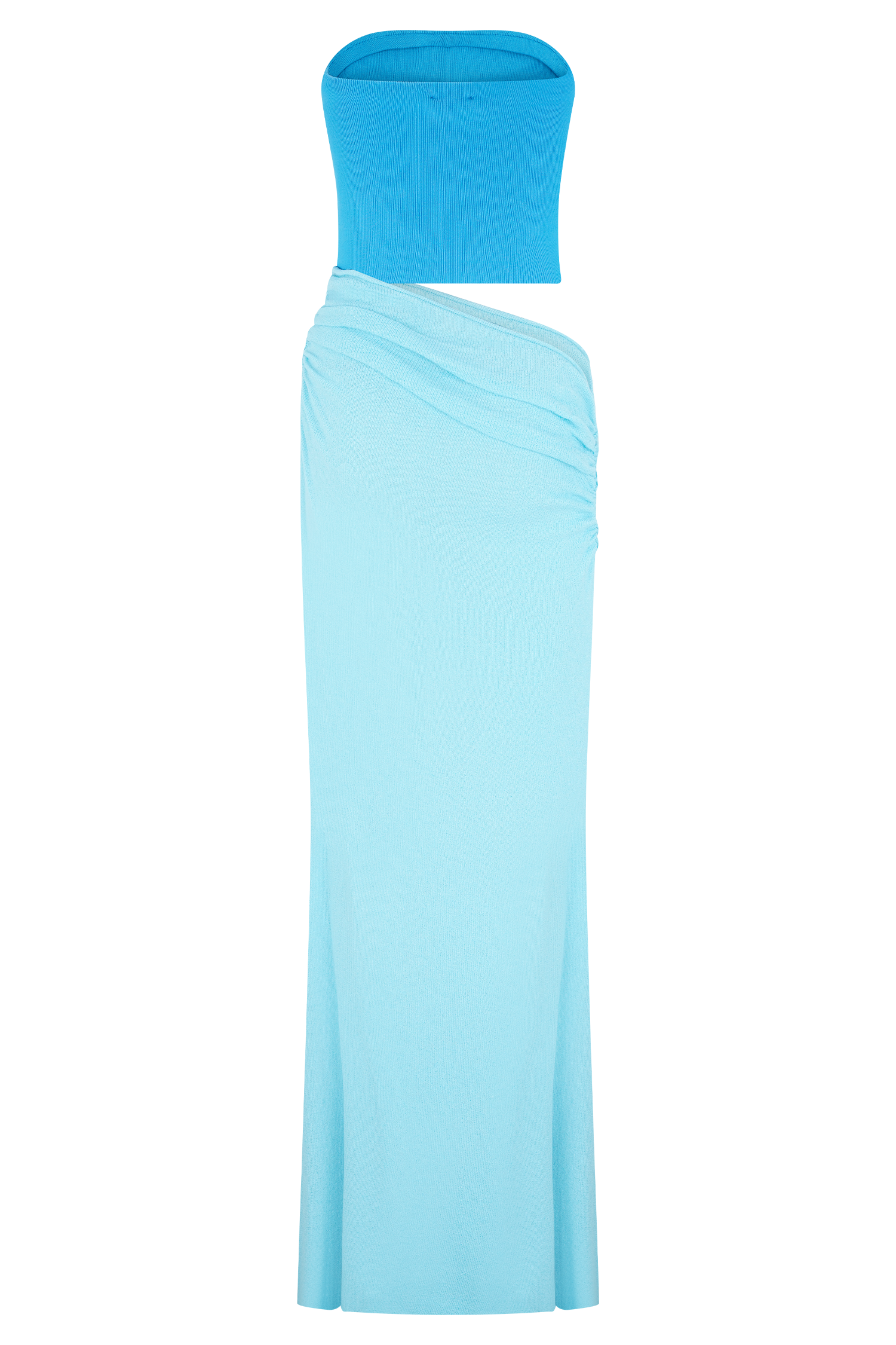 Jasiel Strapless Knit Maxi Dress - Cyan Blue、mySite、solidvoid