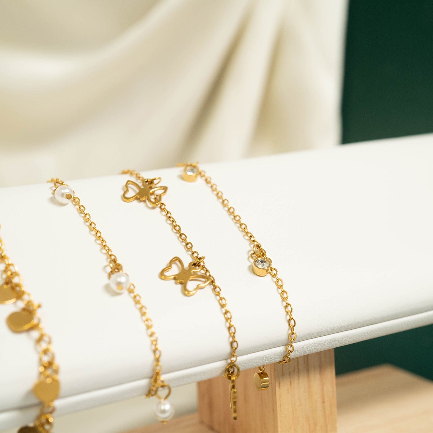 18K Gold PVD Stainless Steel Butterfly Anklet / BRJ1025、mySite、dreamappss