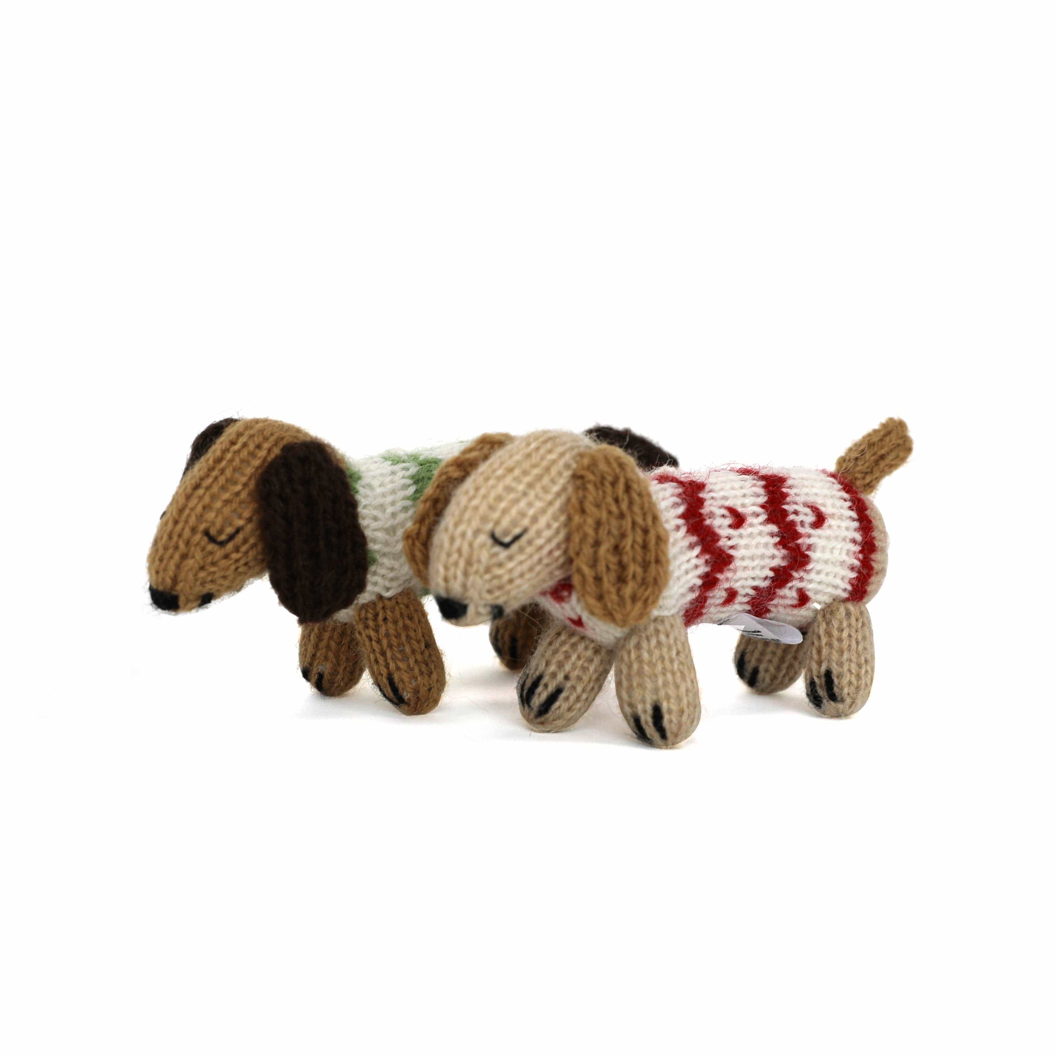 Dachshund in Holiday Sweater Knit Ornament-Handmade in Peru*、mySite、g9winljtr
