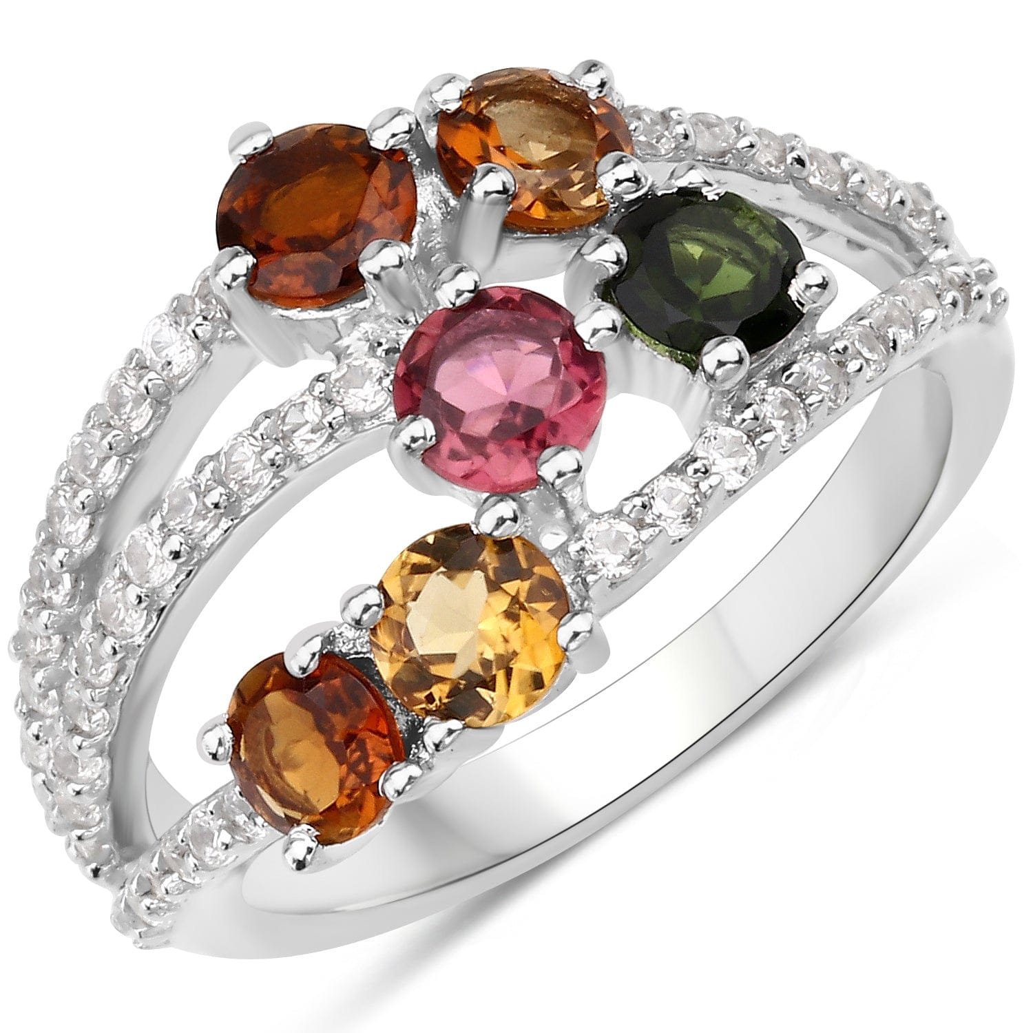 Multi-Colored Tourmaline Cocktail Ring in Sterling Silver-Colorful Beauty!、mySite、g9winljtr