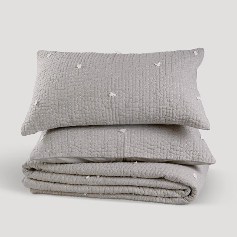 Cotton Bedspread with Pillow Covers | Beige | Set of 3、mySite、camillekostekn