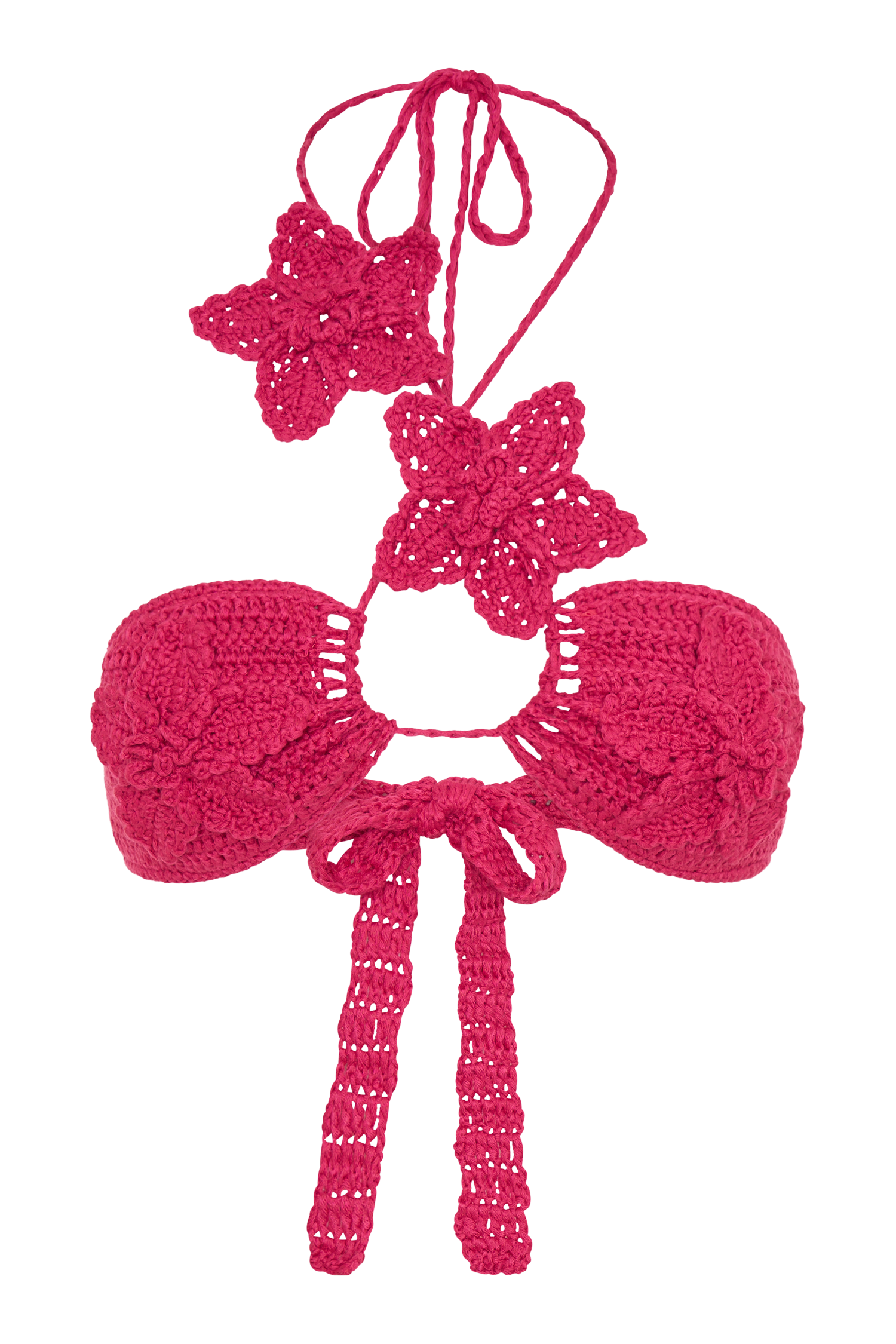 River Floral Crochet Bikini Top - Pink Cherry、mySite、solidvoid