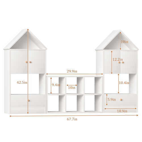 Versatile Children's Bookshelf with House-Shaped Design, Multi-Functional Storage for Books and Toys, Adjustable Placement, Durable Kids Organizer for Playroom or Bedroom Easy Assembly & Safe for Kid、、casual